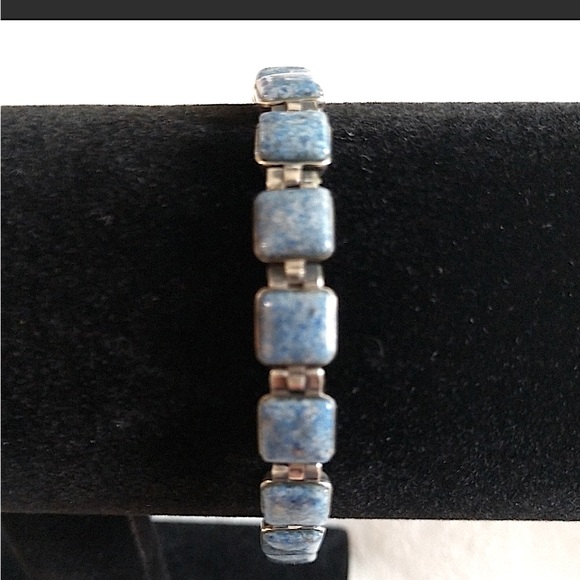Carolyn Pollack 925 reversible Sterling Silver and Denim Lapis gemstone bracelet - Picture 2 of 11